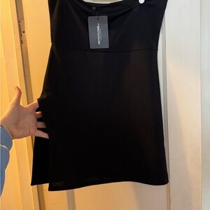 High side slit strapless dress